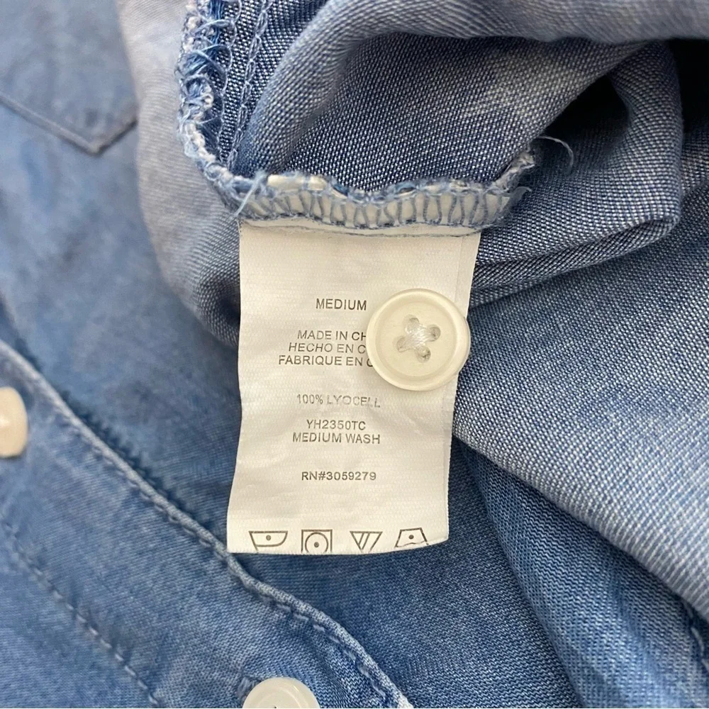 Thread & Supply Star Print Chambray Button Down Top